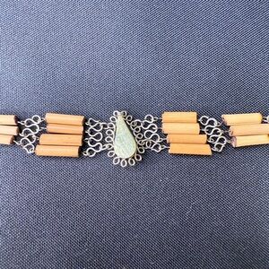 Boho Bamboo and silver wire-work Bracelet
